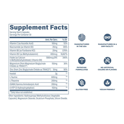 Revive MD Calm, Emotional Well-Being Support Supplement - Stress Management for Men & Women - Mood Enhancement Supplement Promotes Relaxation with L-Theanine, GABA & 5-HTP (180 Capsules, 30 Servings) ReviveBuy Supplements Australia