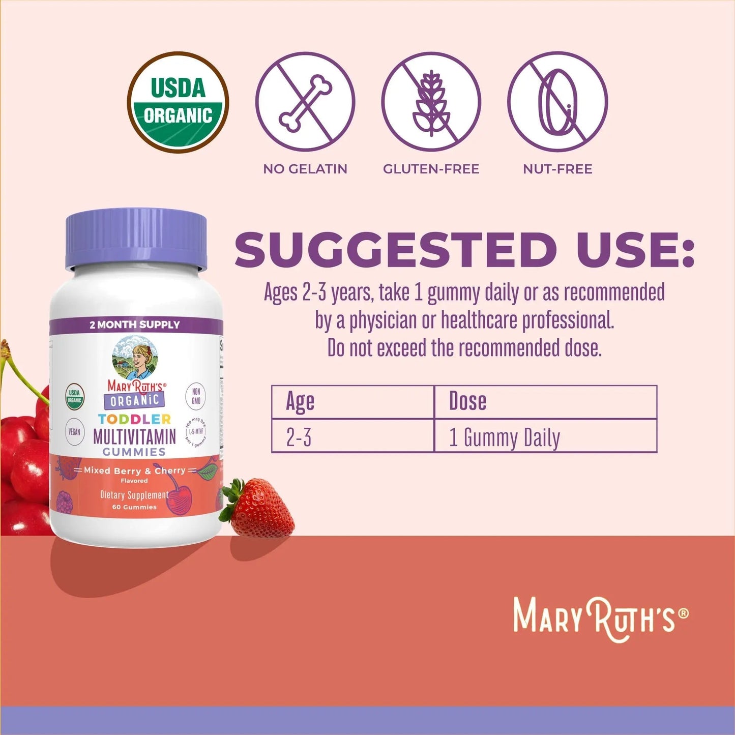 MaryRuth Organics Vitamin Gummy | Kids and Toddlers Age 2+ | USDA | Daily Vitamin C | D3 | Zinc | MaryRuth OrganicsBuy Supplements Australia