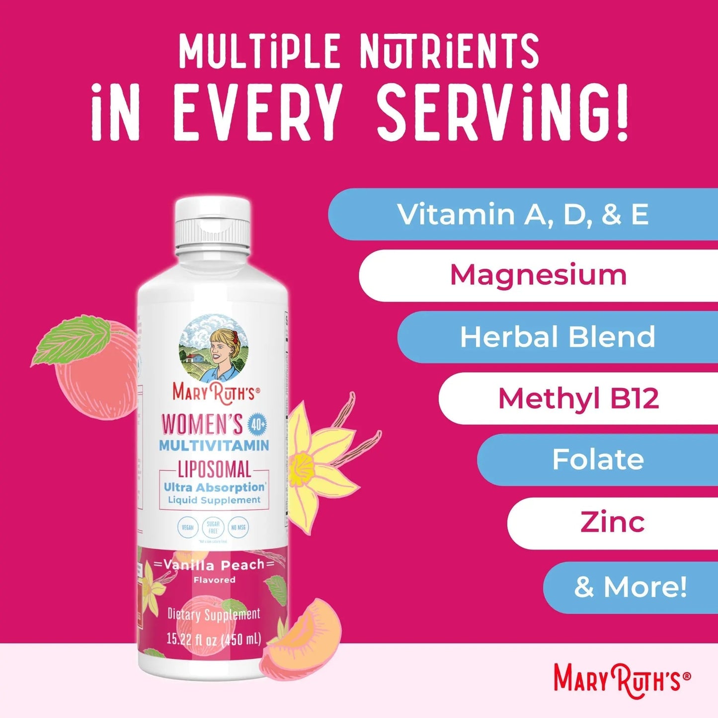 MaryRuth Organics Multivitamin for Women 40+, Womens Multivitamin Liposomal, Immune Support Supplement MaryRuth OrganicsBuy Supplements Australia