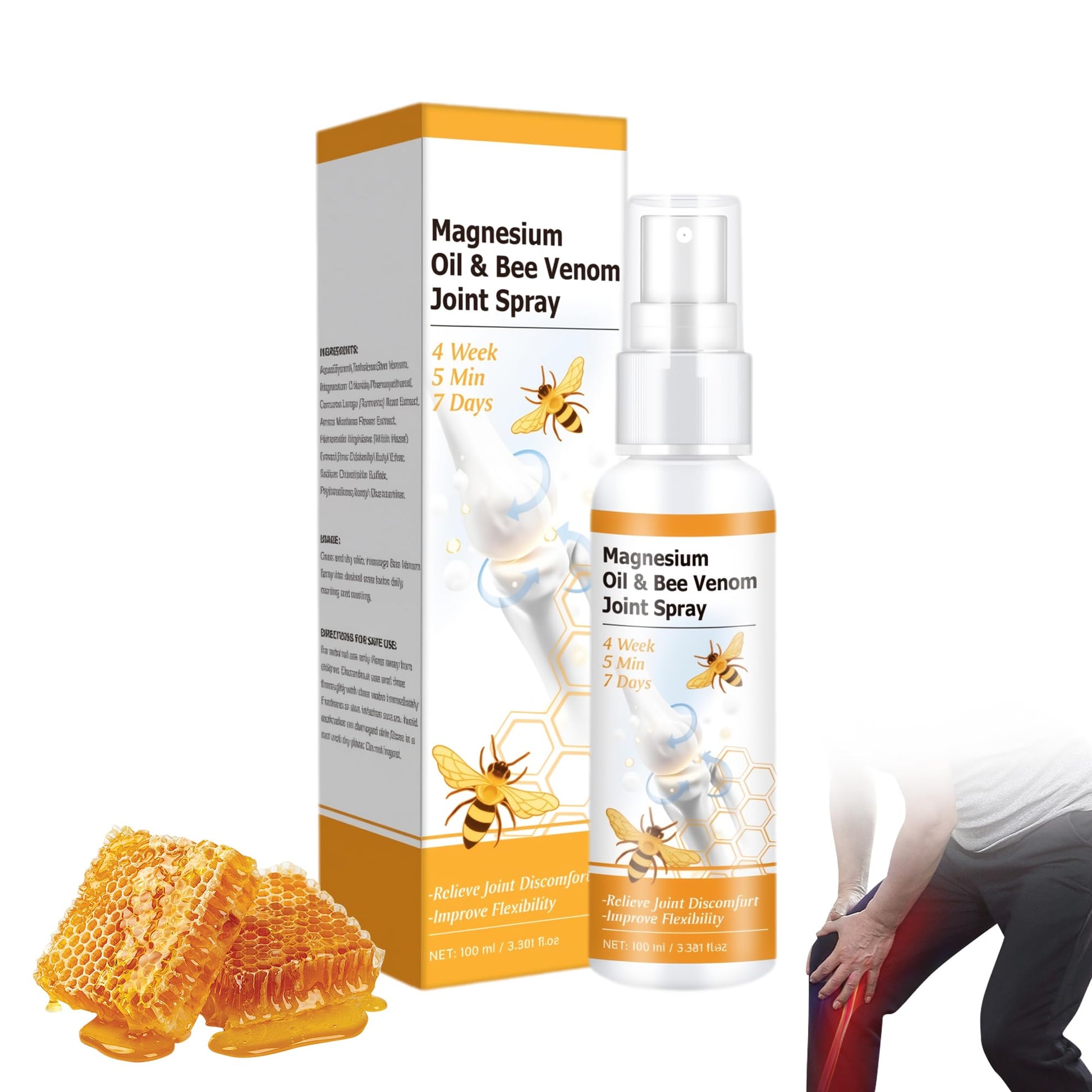 Loicwoo Magnesium Oil & Bee Venom Joint Spray, Magnesium Spray, Magnesium Joint Sprays for Relax Muscle Joints, Bee Venom Sprays for Back, Knee, Hands, Neck (1 PCS,100ML) LoicwooBuy Supplements Australia