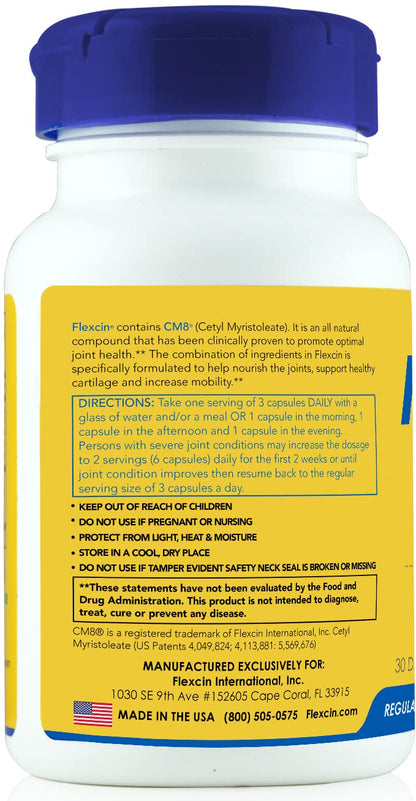 Flexcin Joint Health & Mobility Formula with CM8 (Cetyl Myristoleate) - Joint Supplements for Men and Women with Glucosamine, MSM, Collagen Type II - 90 Capsules FlexcinBuy Supplements Australia