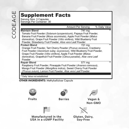 Codeage Instantfood Fast Fruits, Over 15 Fruits Powders Equivalent All-in-One, Vegan Daily Whole Food Vitamins - Berries, Antioxidant Polyphenols CodeageBuy Supplements Australia