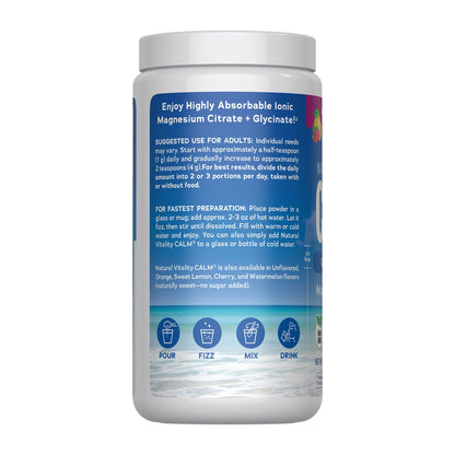 Natural Vitality Calm Magnesium 16oz Powder | Raspberry Lemon Flavored Supplement | Non-GMO, Vegan & Gluten Free Formula