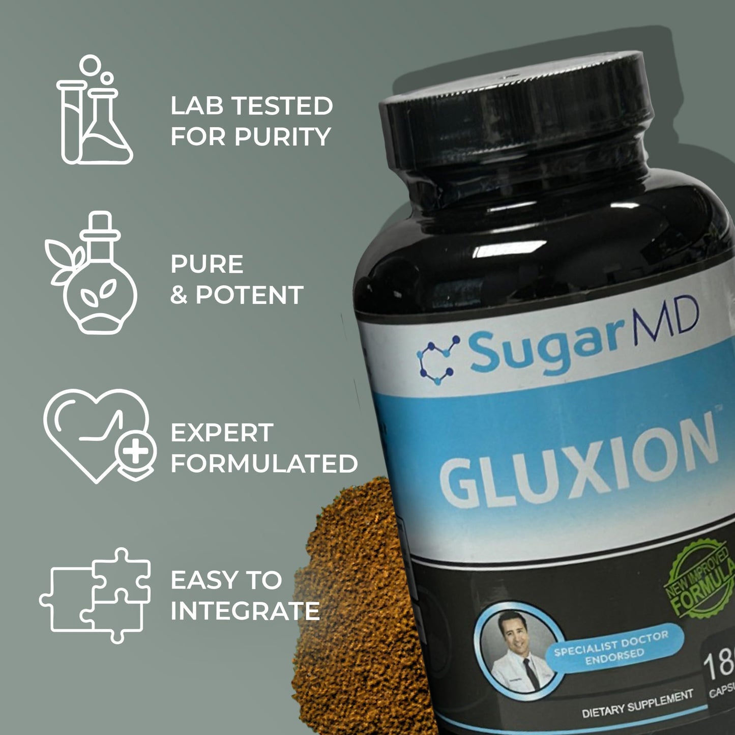 SugarMD GLUXION 3X Strength Formula | Advanced Botanical & Nutrient Blend for Spike Control| Vegan, Non-GMO, 180 Capsules SugarMDBuy Supplements Australia