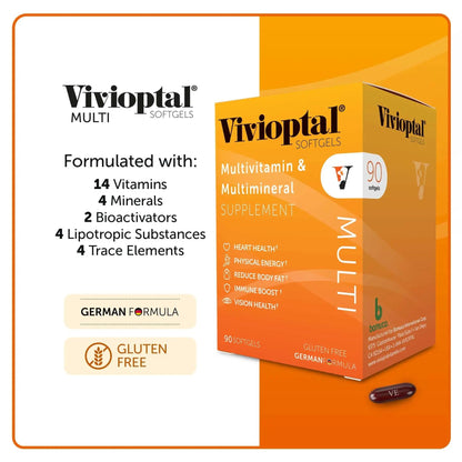 Vivioptal Multi, 90 Softgels (1 Year Supply), Multivitamin & Multimineral, Gluten Free, German Formula Vivioptal VitaminsBuy Supplements Australia
