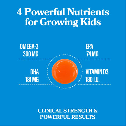 DAIKEN High Concentration Kids Fish Oil Omega-3 Gummies, No Sugar Added, Individually Wrapped, 300 mg Omega-3 (DHA & EPA) with Vitamin D3 for Kid, 30 Count, Tropical Fruit Flavor, Norwegian Sourced DAIKENBuy Supplements Australia