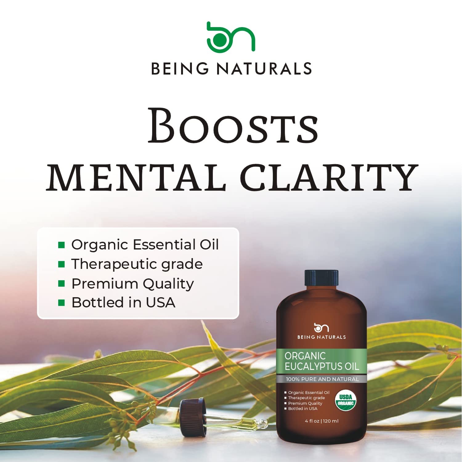 Organic Eucalyptus Essential Oil - Huge 4 FL OZ - 100% Pure & Natural – Premium Natural Oil Being NaturalsBuy Supplements Australia