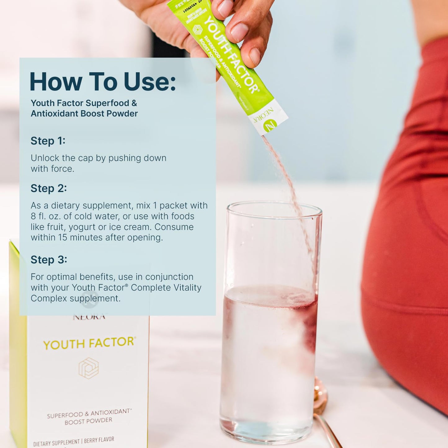 NEORA Youth Factor - Superfood Boost Powder - pH Balance, Hair Skin Nails Support, Fruits & Veggies Equivalent, Nutrient Absorption - 30 Packets NEORABuy Supplements Australia