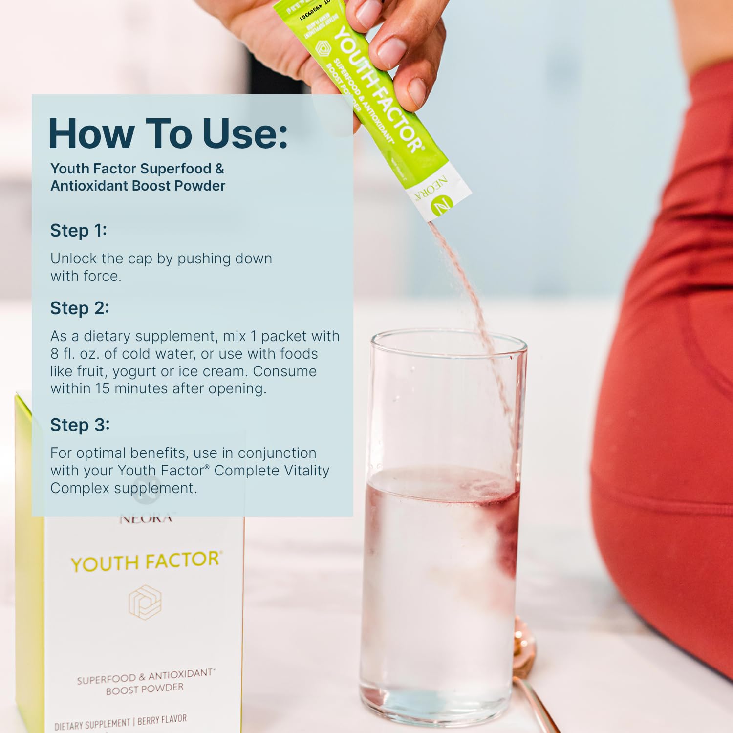 NEORA Youth Factor - Superfood Boost Powder - pH Balance, Hair Skin Nails Support, Fruits & Veggies Equivalent, Nutrient Absorption - 30 Packets NEORABuy Supplements Australia