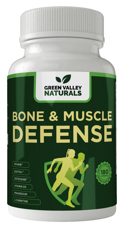 Green Valley Naturals Bone & Muscle Defense Supplement – Bone Health, Muscle Support & Joint Mobility Formula with MyHMB, Magnesium, Vitamin D3 & L-Carnitine for Daily Wellness, 60 Capsules GREEN VALLEY NATURALSBuy Supplements Australia