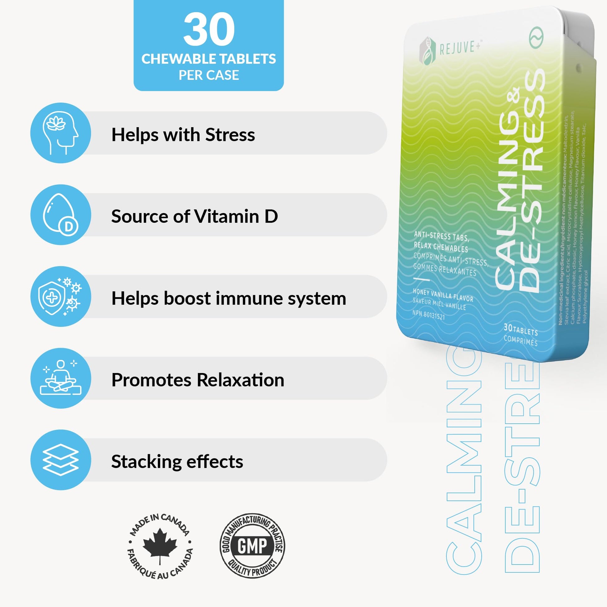 REJUVE+ Calm & Destress Nootropic Supplement – Brain Boost | L-Theanine, GABA, Ashwagandha, Vitamin D | Natural Stress Relief & Relaxation | Sleep Enhancer | Mood Enhancer | Honey Vanilla Flavor (1) REJUVE+Buy Supplements Australia