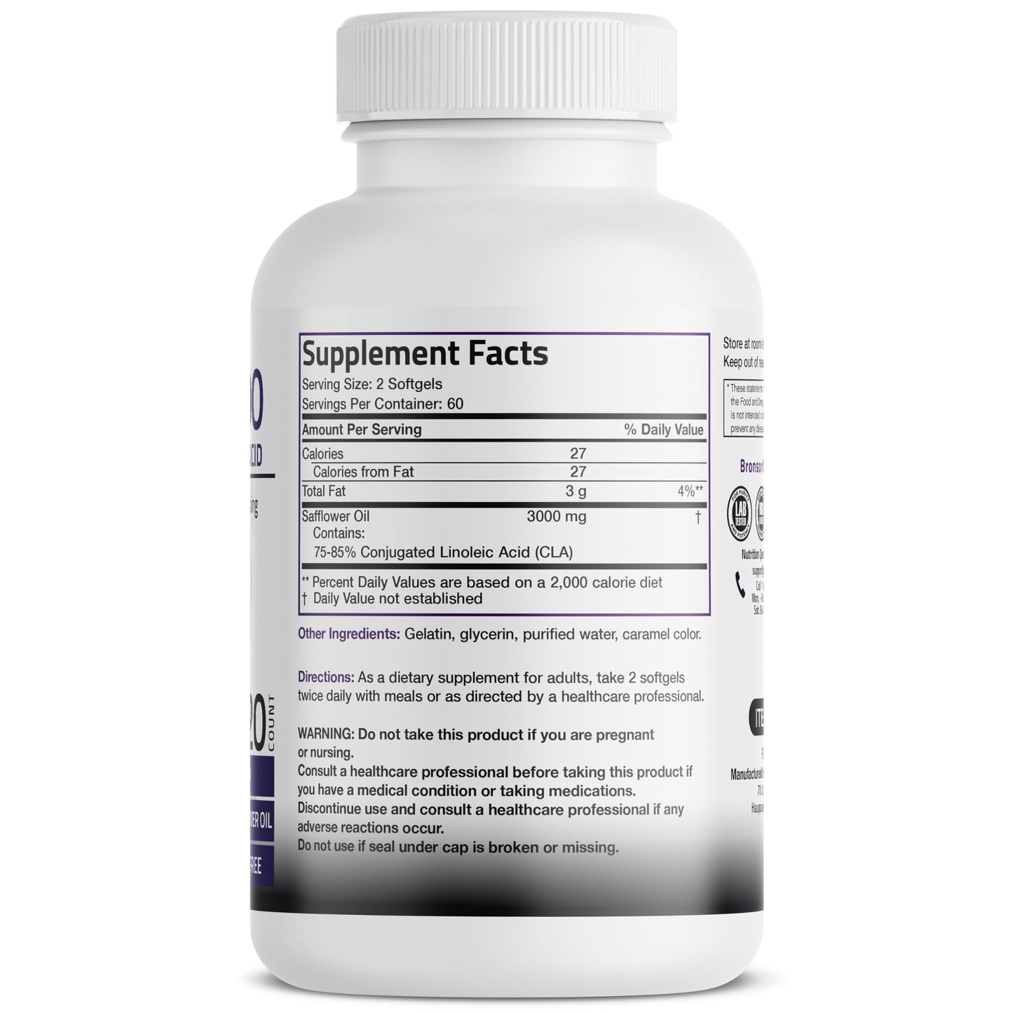 Bronson CLA 3000 Extra High Potency Supports Healthy Weight Management Lean Muscle Mass Non-Stimulating