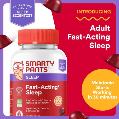 SmartyPants Adult Sleep Gummies with Melatonin: Magnesium & L-Theanine, Drug-Free, Non-Habit Forming Sleep Aid SmartyPants