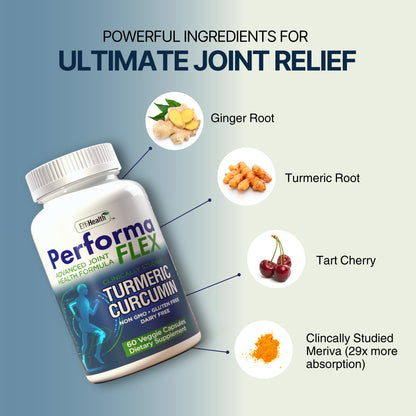Performa Flex - Joint Support Supplement with Meriva, Turmeric Curcumin, Tart Cherry & Ginger – Ultra High Absorption – Support for Joint Mobility, Joint & Cartilage Health – 60 Capsules Performa FlexBuy Supplements Australia