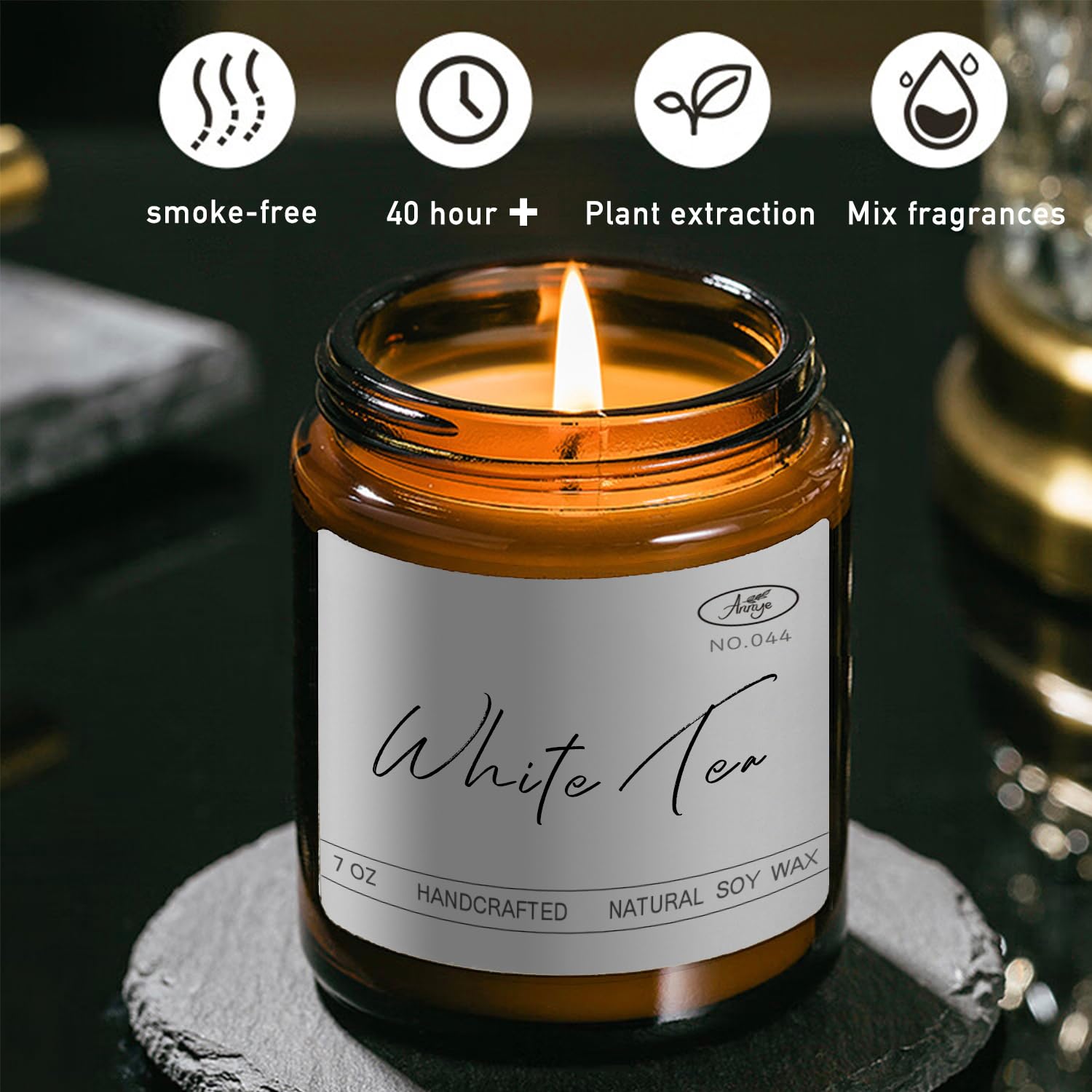Annye White Tea Scented Candles, Organic Soy Candle for Home Scented, Hand-Poured Jar Candle AnnyeBuy Supplements Australia