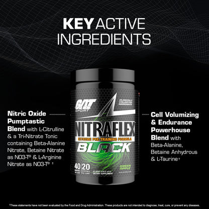 GAT SPORT Nitraflex Black Pre-Workout Powder, Extreme Pre-Training Formula for Men GAT SPORTBuy Supplements Australia