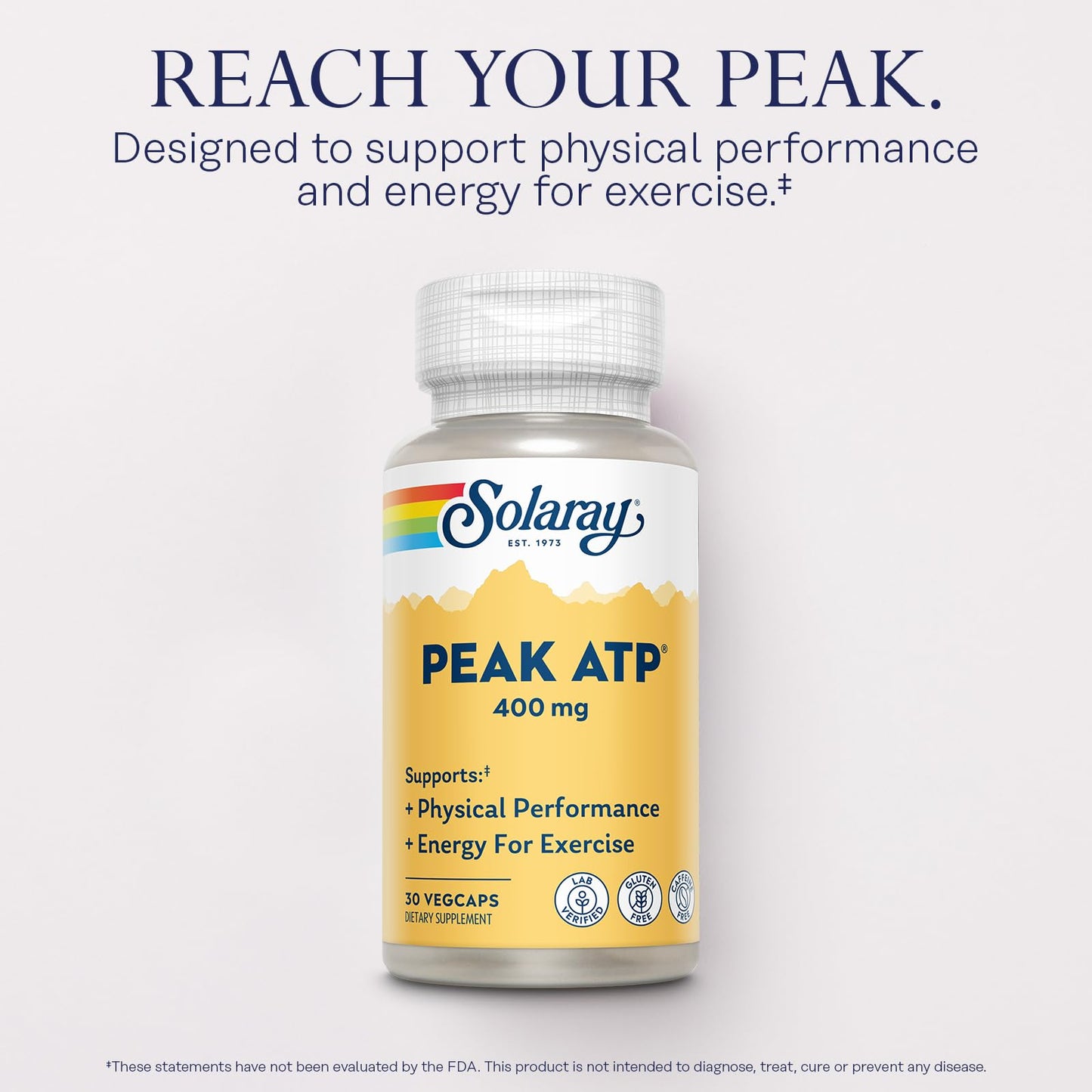SOLARAY Peak ATP 400 mg - Physical Performance and Exercise Energy Supplements - Stim Free Pre Workout Pills - No Caffeine or Gluten - Lab Verified - 60-Day Guarantee - 30 Servings, 30 VegCaps SOLARAYBuy Supplements Australia