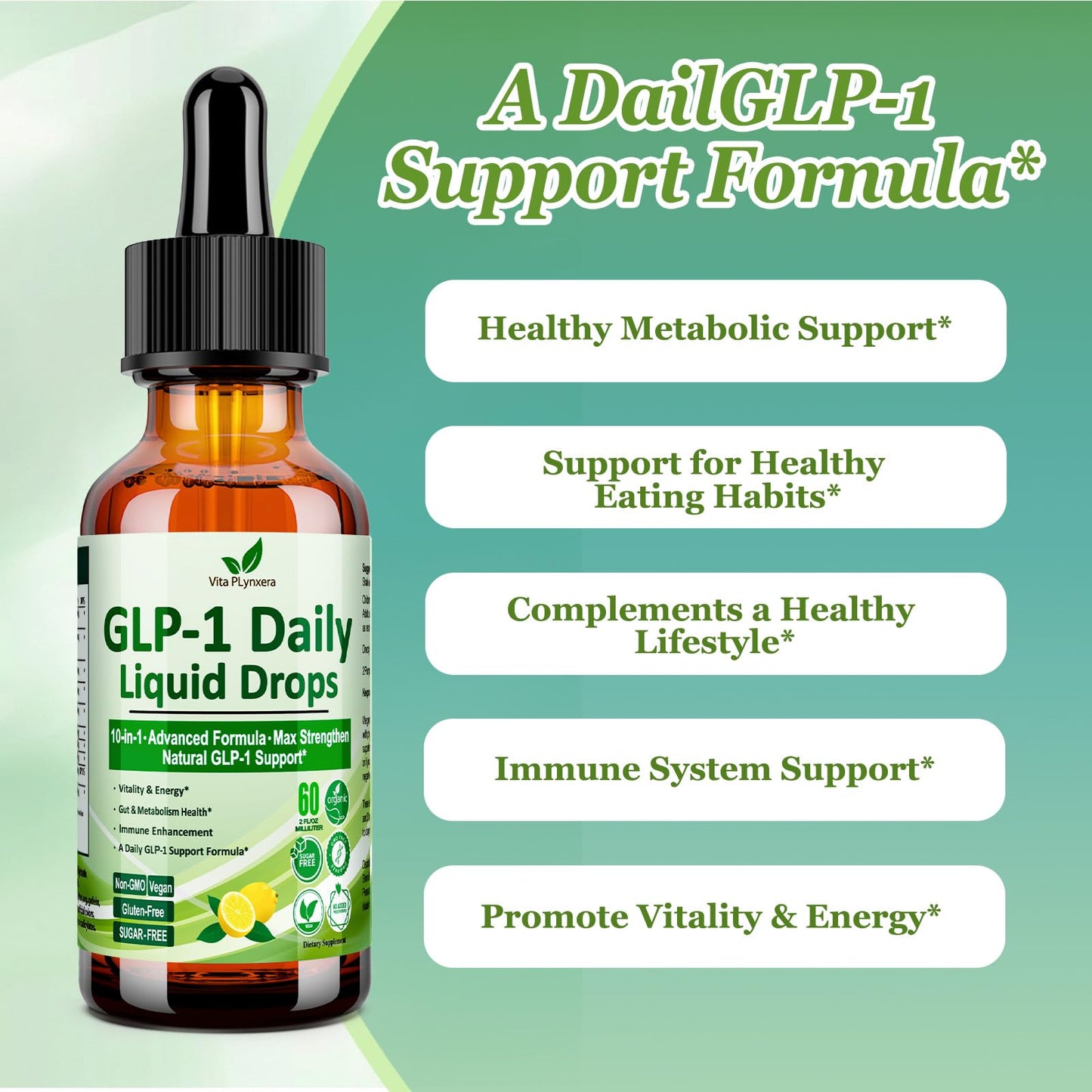 2 Pack Metabolic Support Liquid Drops, 10-in-1 Formula with Berberine, Ceylon Cinnamon, Prebiotic Fiber & Green Tea Extract | Digestive & Gut Health for Women & Men | Vegan, Non-GMO Vita PLynxeraBuy Supplements Australia