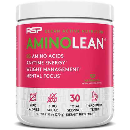RSP NUTRITION AminoLean Pre Workout Energy (Watermelon 30 Servings) with AminoLean Recovery Post Workout Boost (Tropical Island Punch 30 Servings)