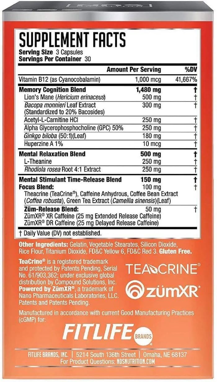 FitLife Brands Nutrition Neuro Sphere - Brain Health Formula - Nootropic, Increase Focus and Energy, Enhance Concentration, Antioxidant and Immunity Support - 90 Capsules FitLife BrandsBuy Supplements Australia