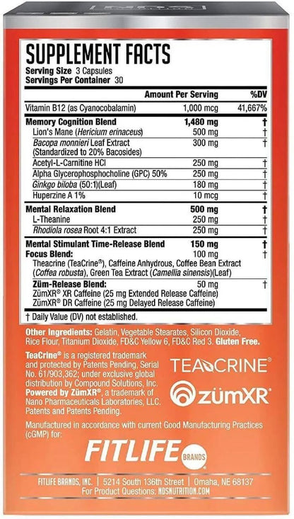 FitLife Brands Nutrition Neuro Sphere - Brain Health Formula - Nootropic, Increase Focus and Energy, Enhance Concentration, Antioxidant and Immunity Support - 90 Capsules FitLife BrandsBuy Supplements Australia