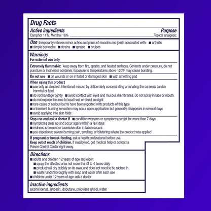 Icy Hot Advanced PRO Pain Relief Dry Spray, Fast-Acting and Quick-Drying Formula, Max Strength Pain Relief with Menthol 16% and Camphor 11% for Backaches, Joints, Muscle Strains and Arthritis, 4 oz Icy HotBuy Supplements Australia