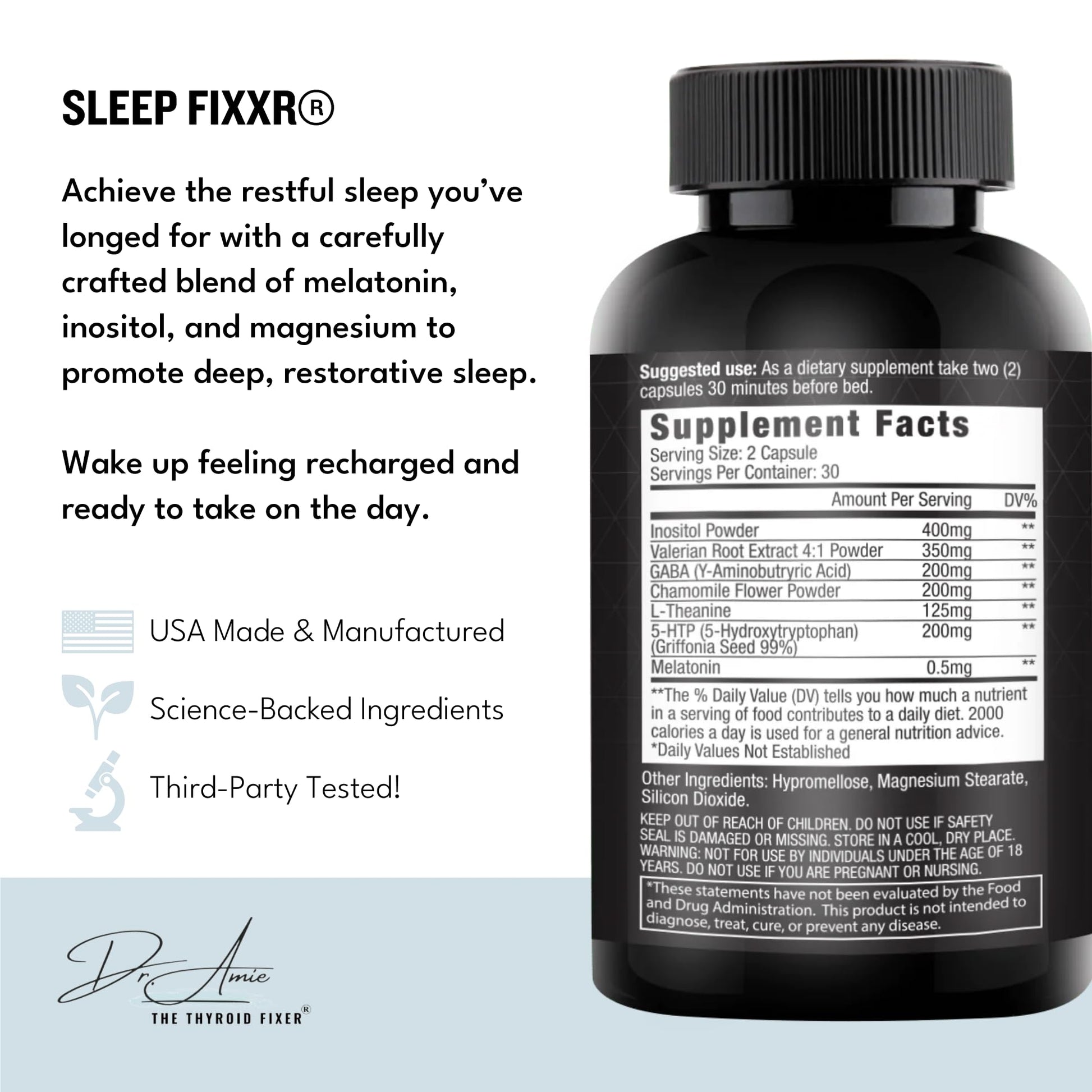 Fixxr Sleep Support by Dr. Amie | with Melatonin, Inositol, and Magnesium | 30 Day Supply, 60 Capsules FixxrBuy Supplements Australia