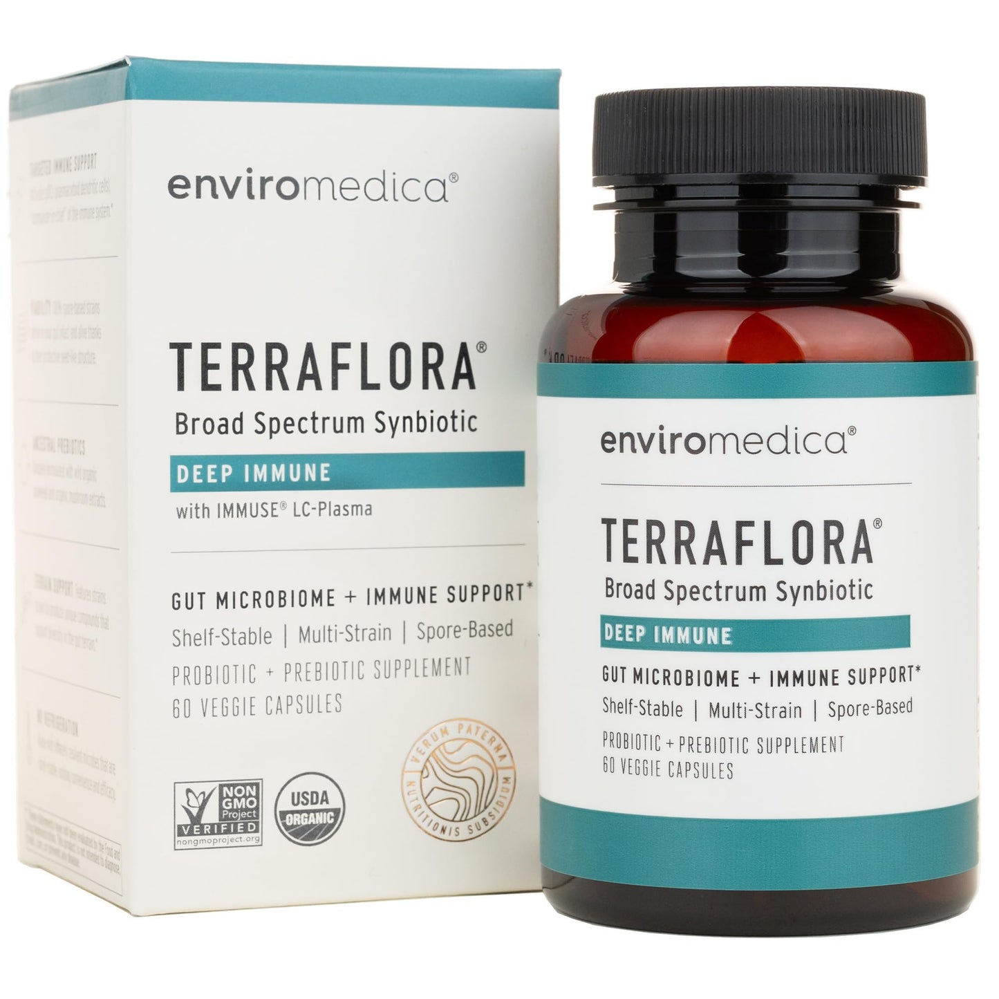 Terraflora Deep Immune Synbiotic- SBO Probiotic and Prebiotic, Immune Support, Gut Health, Soil Based Spore Pre and Probiotics for Women and Men, LC-Plasma, Bacillus Coagulans, Subtilis, 60 Capsules EnviromedicaBuy Supplements Australia