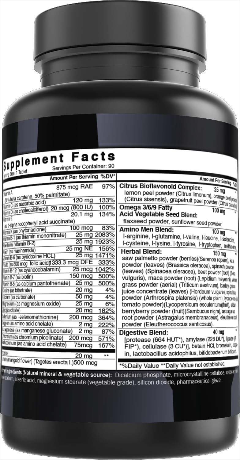 Best Naturals Day-to-Day Men's Multivitamin Food Based Supplement with Vitamin A, L-Arginine, L-Glutamine, L-Lysine- 90 Tablets Best NaturalsBuy Supplements Australia