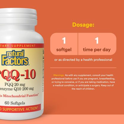 Natural Factors, PQQ-10, Supports Energy and Healthy Aging, Dietary Supplement, 60 softgels (60 servings) Natural FactorsBuy Supplements Australia