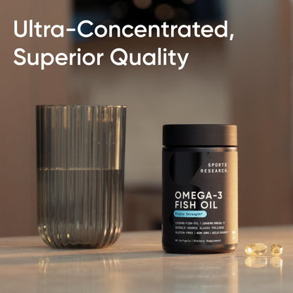 Sports Research® Omega-3 Fish Oil 1250 - Triple Strength Fish Oil Supplement from Wild Alaska Pollock - MSC Certified Sustainable