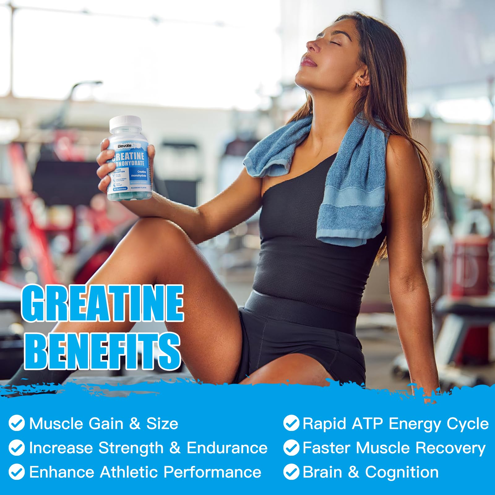 ElevateLife Creatine Monohydrate Gummies 5000mg for Men & Women, Chewables ElevateLifeBuy Supplements Australia