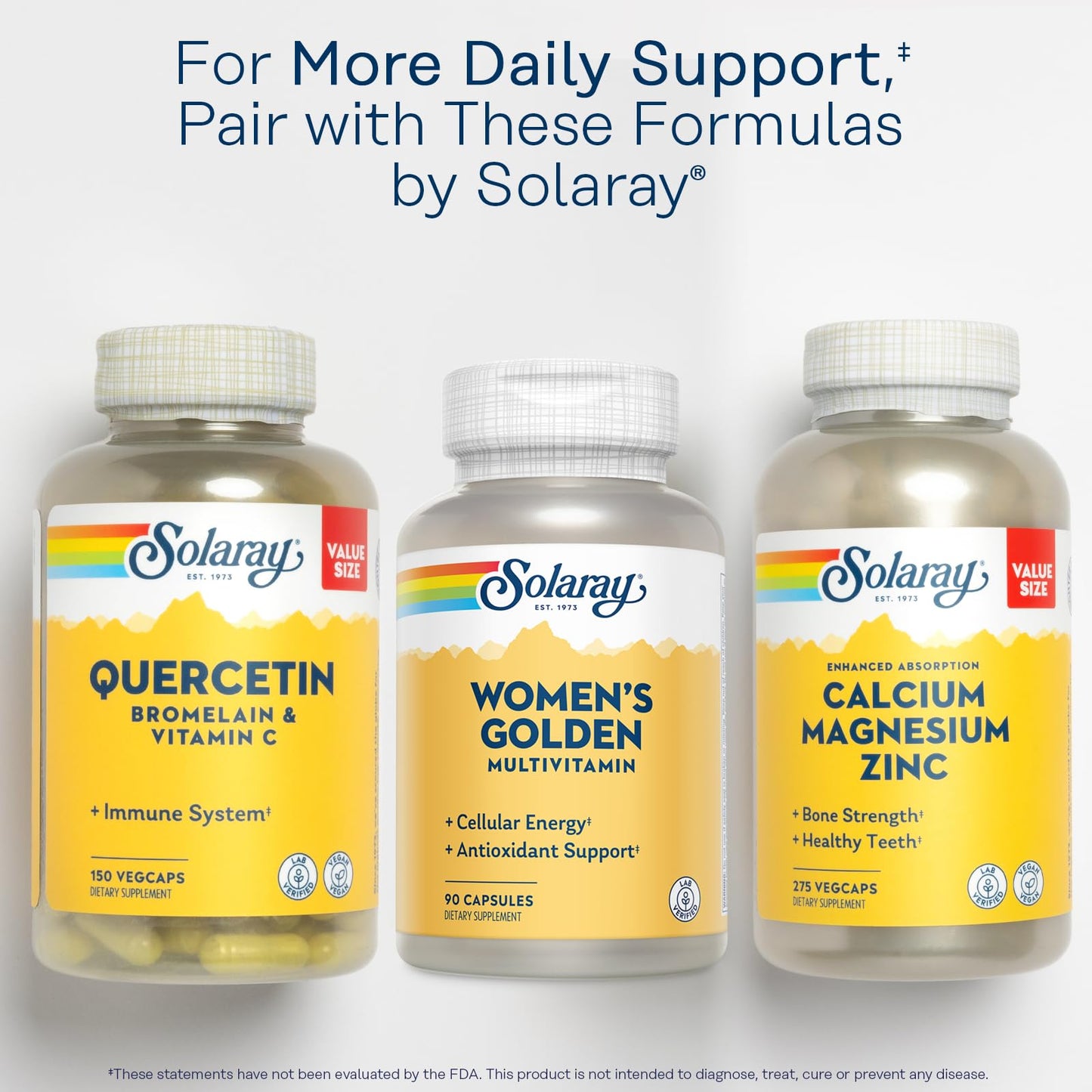SOLARAY Women's Golden Multivitamin Supplement - Daily Wellness Vitamins for Women, Nutrient Rich, Cellular Energy Support Caps, Complex with Vitamins A, C, D, & E, Biotin, Calcium & More- 90 Capsules SOLARAYBuy Supplements Australia