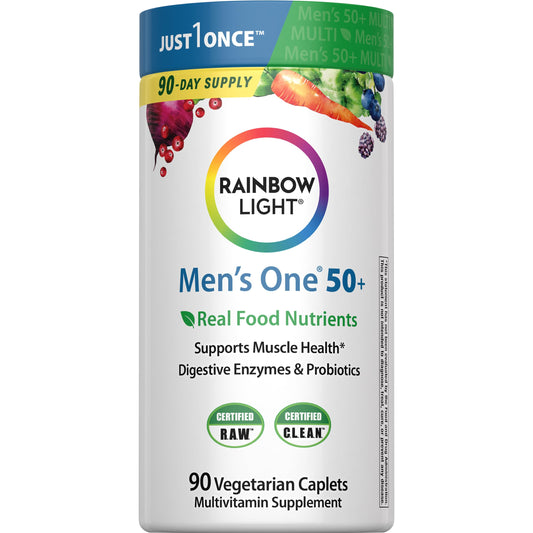 Rainbow Light Mens Multivitamin One + for 50 Plus | 90 Caplets | Supports Muscle Health | with Vitamins C, D, and Zinc Rainbow LightBuy Supplements Australia