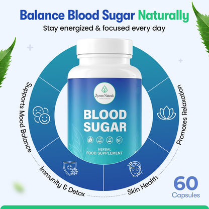 Zyzven Naturals Blood Sugar Support Supplement – 60 Vegan Capsules | Herbal Supplement with Moringa, Cinnamon, Ginger, Neem & Fenugreek | Plant-Based Wellness Supplement - Serving: 2 Capsules/Day Zyzven NaturalsBuy Supplements Australia