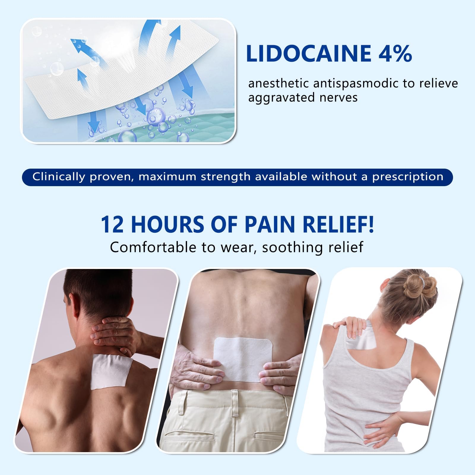 KIbabyDI Professional Lidocaine Pain Relief Patches - 20 Count | 4% Medicated Gel Patches for Targeted Joint & Muscle Comfort | Long-Lasting 12-Hour Relief, Ultra-Flexible Design -lb234 KIbabyDIBuy Supplements Australia