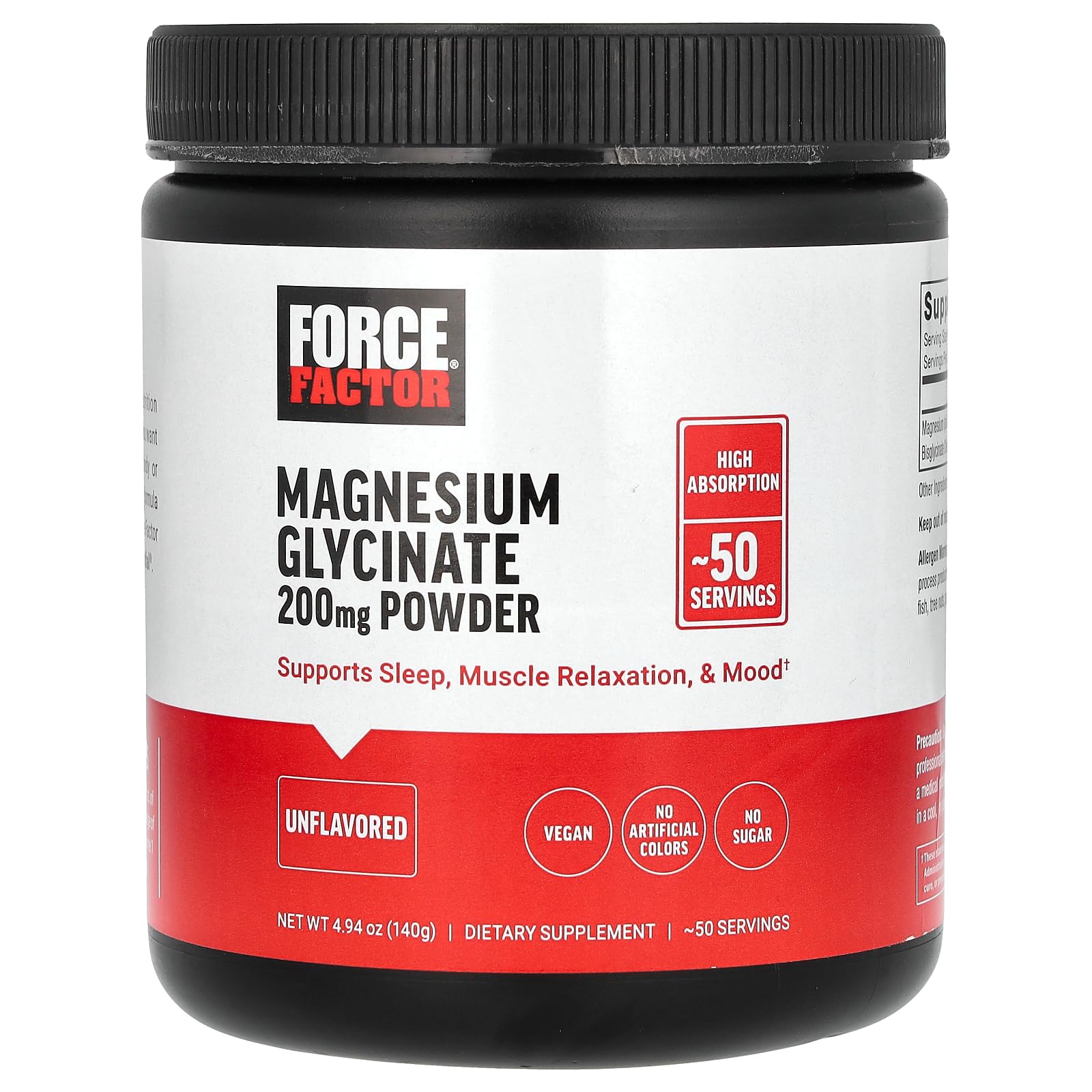 Force Factor Magnesium Glycinate 200mg, Magnesium Supplement for Women and Men to Support Sleep, Muscle Relaxation, and Mood, High Absorption, Vegan, 50 Servings Force FactorBuy Supplements Australia