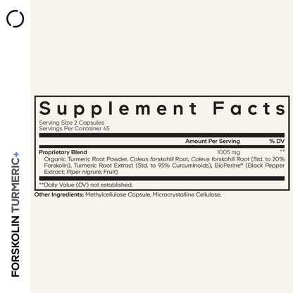 Codeage Forskolin, Pure Forskolin Coleus + Organic Turmeric Root Powder, 95% Curcuminoids + Bioperine Black Pepper - 20% Standardized Coleus Forskohlii Supplement - Non-GMO - 90 Capsules CodeageBuy Supplements Australia
