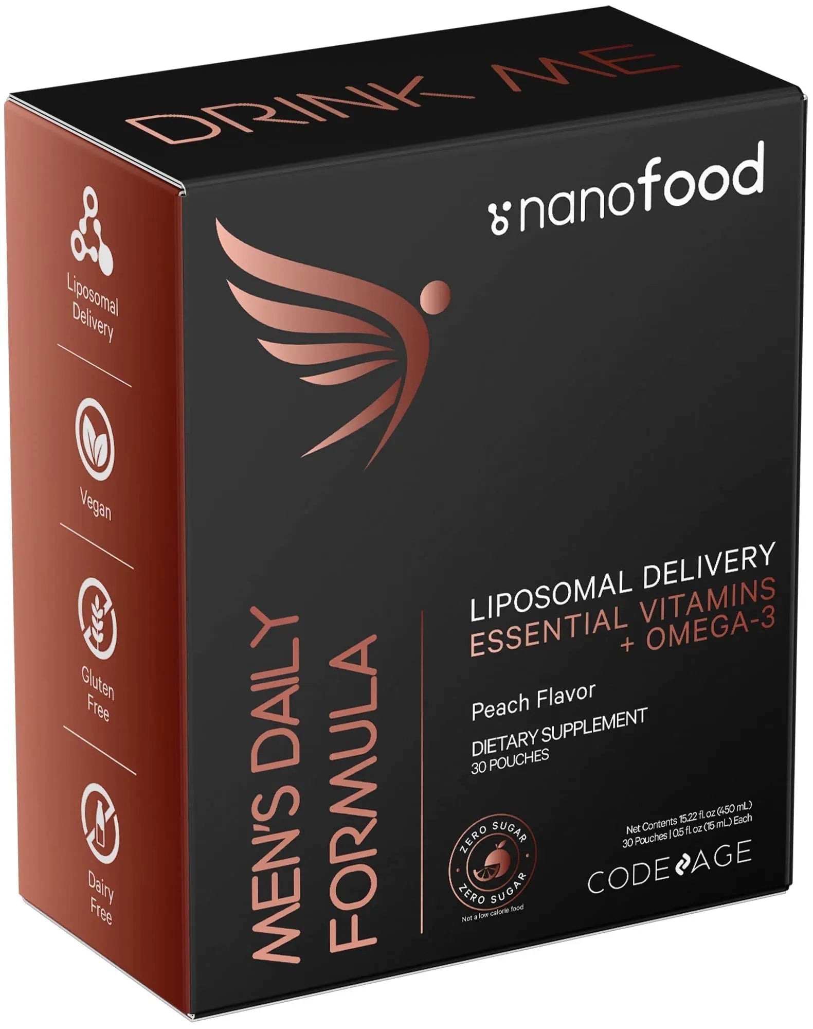 Codeage Daily Men Liquid Vitamins Supplement - Liposomal Multivitamin A, B, C, D, E, Biotin, Omega-3 & Omega-9 Codeage