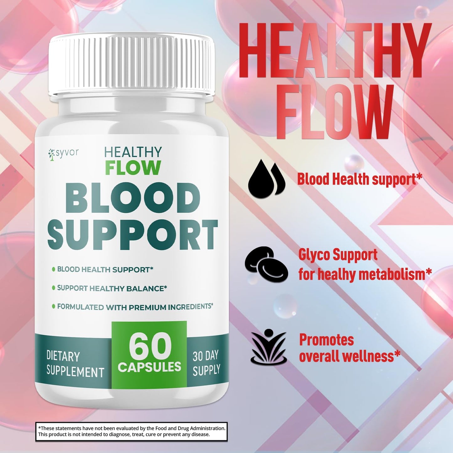(2 Pack) Healthy Flow Blood Support Capsules, Official Healthy Flow Blood Support Pills with All Natural Ingredients, Advanced Formula Supplement with Premium Vitamins for Men & Women (120 Capsules) SyvorBuy Supplements Australia