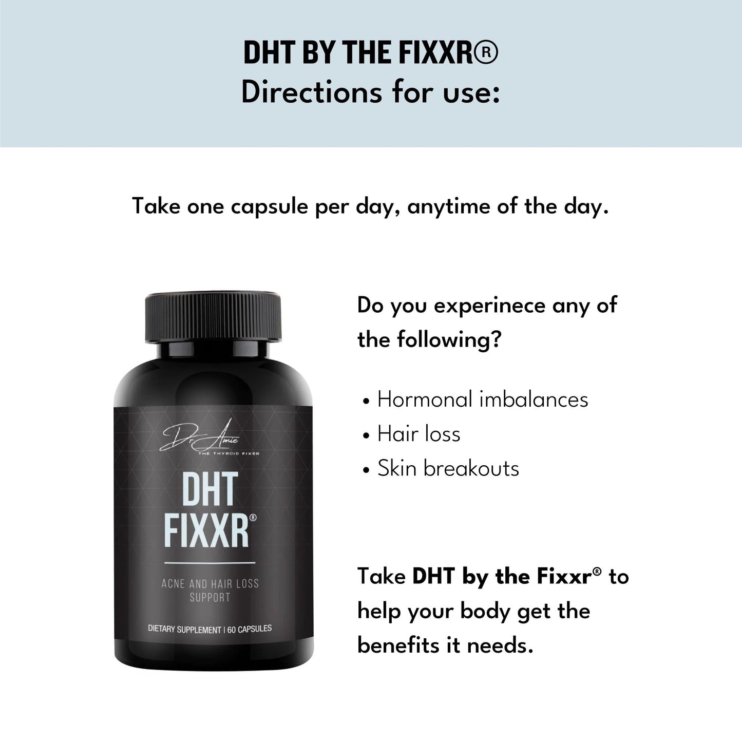 Fixxr DHT Support by Dr. Amie | with Saw Palmetto and Nettles | Acne and Hair Loss Support | 60 Capsules FixxrBuy Supplements Australia