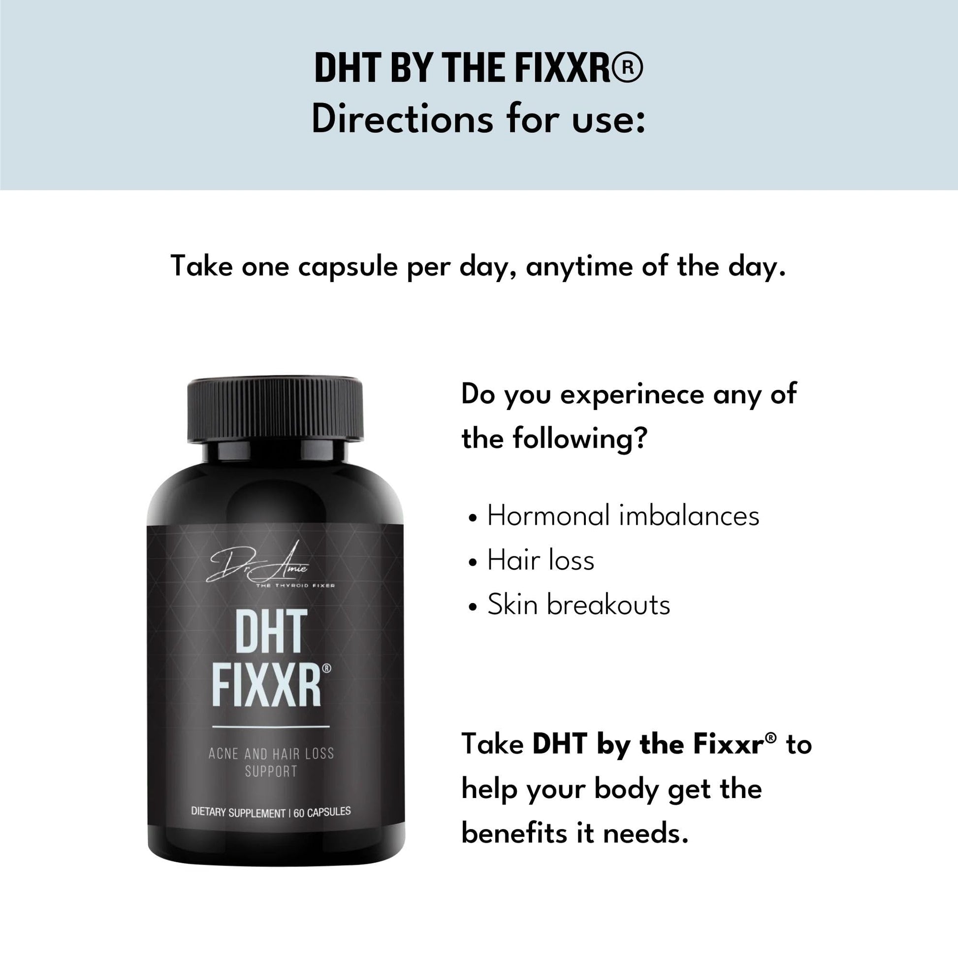 Fixxr DHT Support by Dr. Amie | with Saw Palmetto and Nettles | Acne and Hair Loss Support | 60 Capsules FixxrBuy Supplements Australia