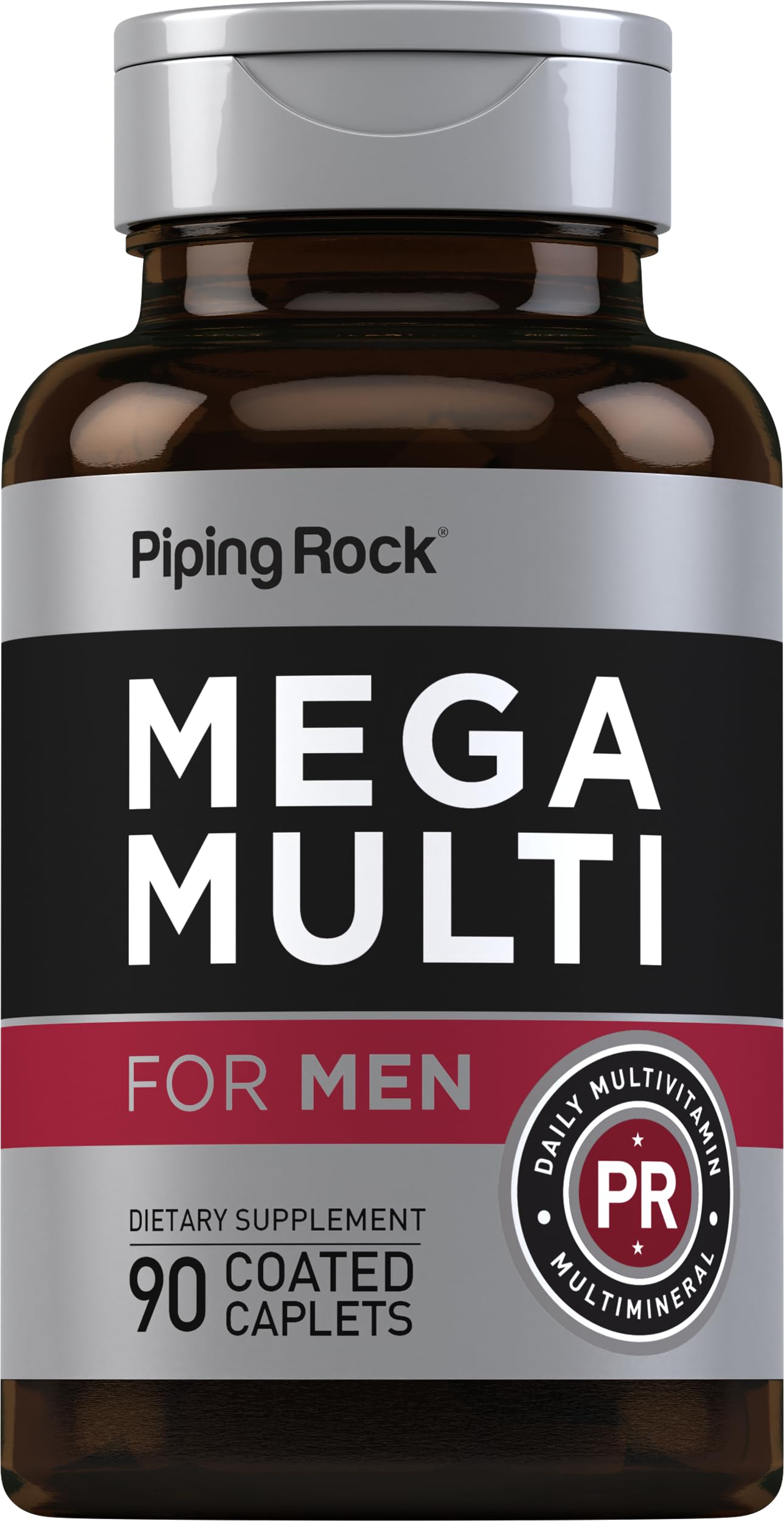 Piping Rock Men's Multivitamin | 90 Caplets | Mega Vitamin and Mineral Complex | Daily Support Supplement | with Vitamin C, D, Magnesium, Zinc | Non-GMO, Gluten Free Piping RockBuy Supplements Australia