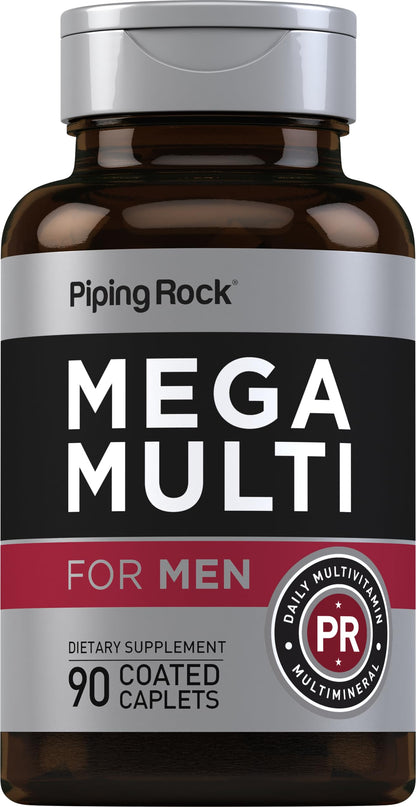 Piping Rock Men's Multivitamin | 90 Caplets | Mega Vitamin and Mineral Complex | Daily Support Supplement | with Vitamin C, D, Magnesium, Zinc | Non-GMO, Gluten Free Piping RockBuy Supplements Australia