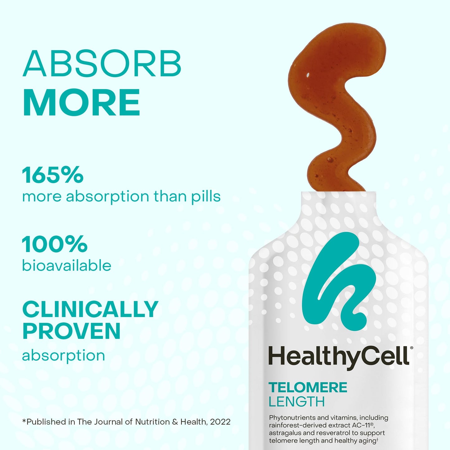 HealthyCell Telomere Length Supplement - Anti-Aging Telomere Lengthening Supplements with Phytonutrients & Vitamins for Cellular Health - AC-11, Astragalus & Resveratrol - 30 Gel Packs, Grape Flavored HealthycellBuy Supplements Australia