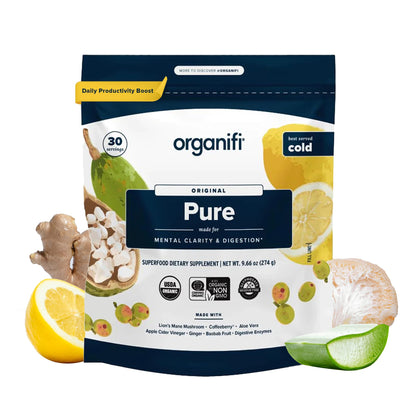 Organifi Pure - Promotes Stimulation in Learning, Memory, Focus, and Clarity - Brain Support with Superfoods - Gluten-Free and Non GMO - Best Served Cold, 30 Servings OrganifiBuy Supplements Australia