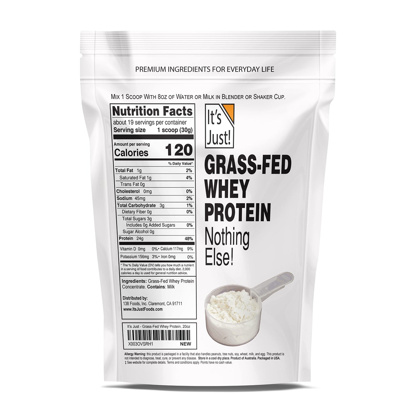 It's Just! - 100% Whey Protein Concentrate, Made in USA, Premium WPC-80, No Added It's Just!Buy Supplements Australia
