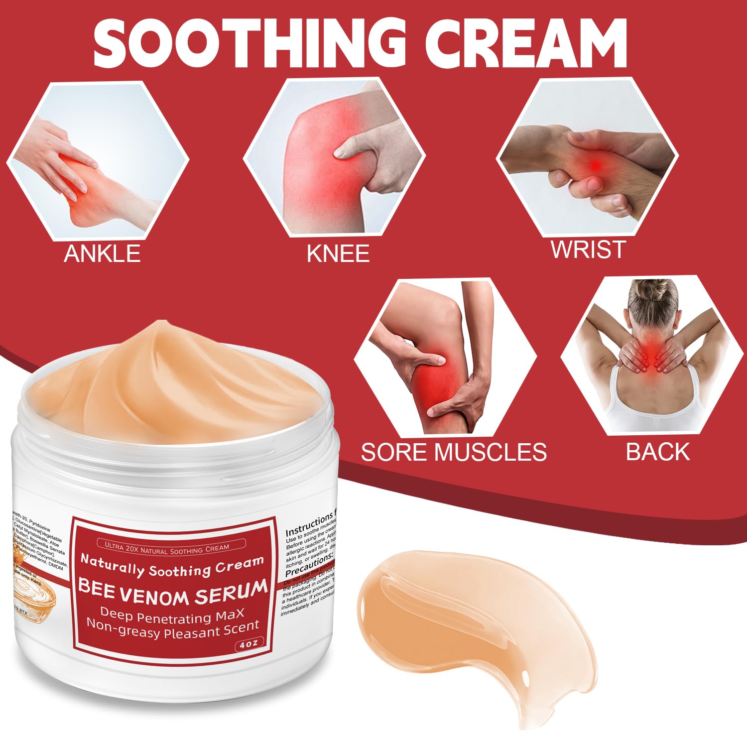 AEROMAXX Bee Venom Muscle & Joint Cream, 10X Ultra Strength Care Ointment, Natural Organic Formula, for Shoulder, Back, Neck, Hands, Knuckles, Elbows, Feet, Leg, Knees, Ankle, Adults, Seniors AEROMAXXBuy Supplements Australia