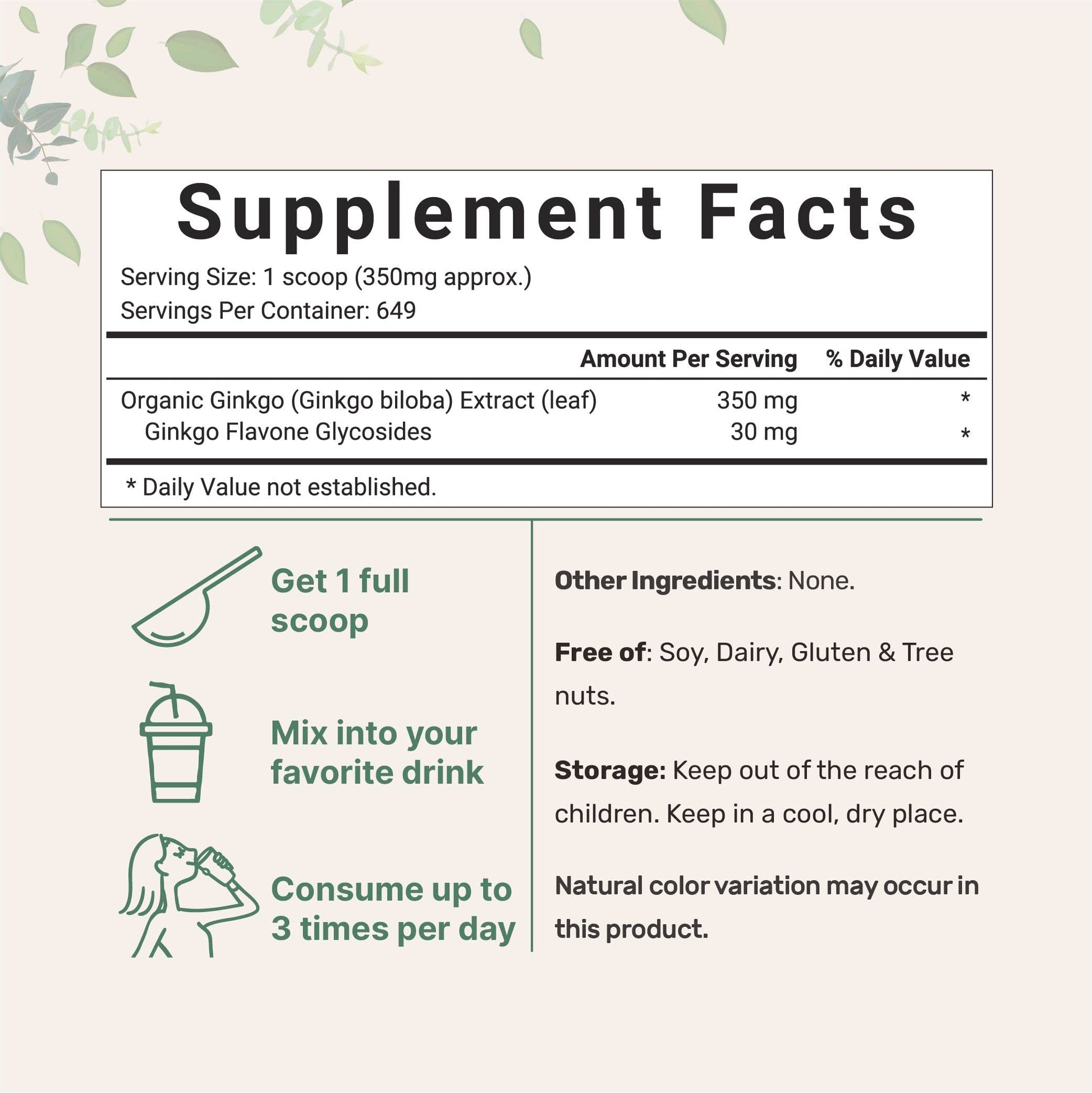 Micro Ingredients Raw Organic Ginkgo Biloba Powder, 8 Ounce (18 Months Supply) Micro IngredientsBuy Supplements Australia