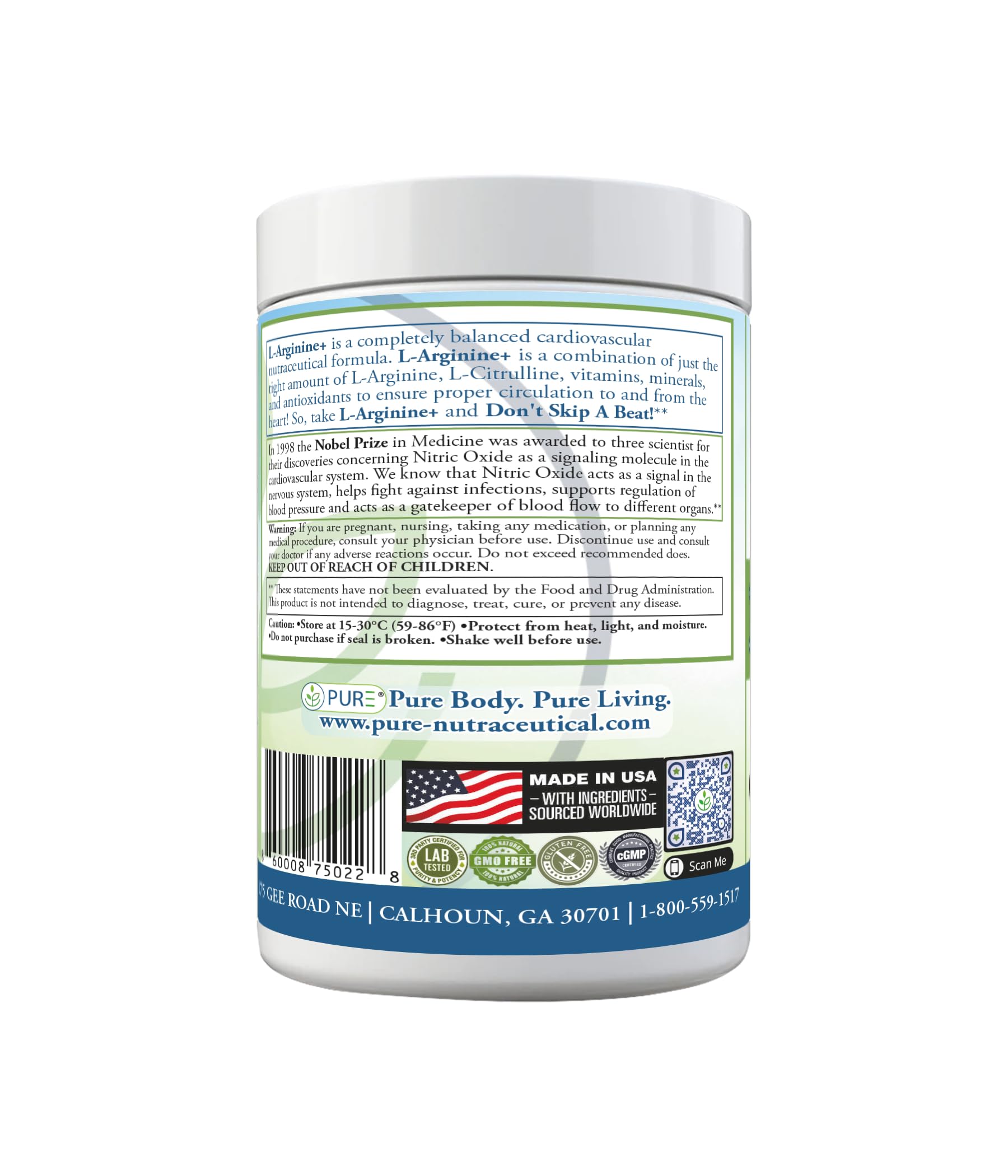 PURE® Cardio+ Nitric Oxide Heart & Circulation Support - 5000mg L-Arginine & 1000mg L-Citrulline - Lemon Lime, 30 Servings Powder, 375 Grams - CoQ10 Beet Root - High Potency Cardiovascular Formula PUREBuy Supplements Australia